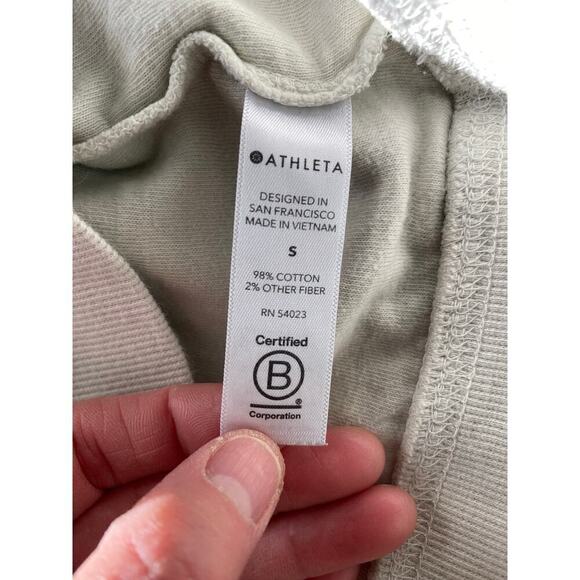 Athleta Women's S Shadow Olive Green Cream Sundown Dip Dye Sweatshirt - Picture 7 of 9